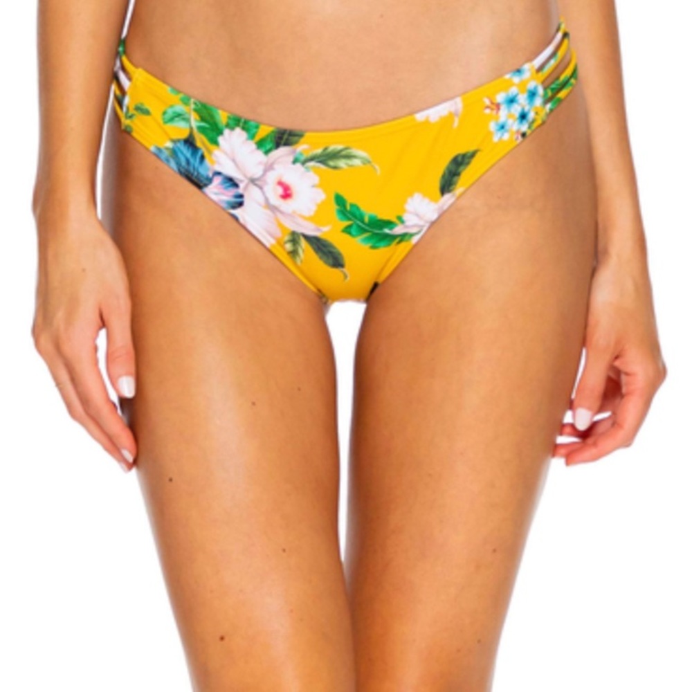 NWT Damsel Women’s Strappy Marigold Swim Bikini Bottom Floral Design